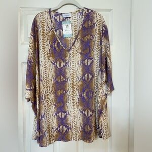 Adrienne Purple and Tan Snake Print Top